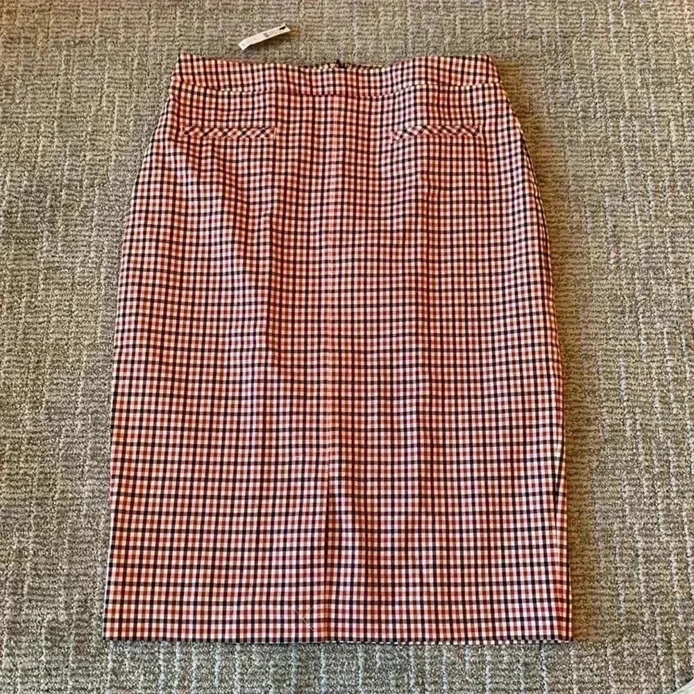 Talbots Black & Red Checked Pencil Skirt